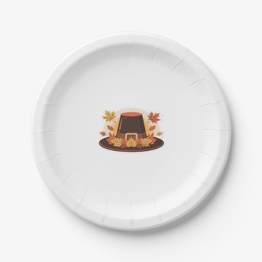 Thanksgiving Pilgrim Hat � Autumn Harvest Design C Pappteller (Vorderseite)