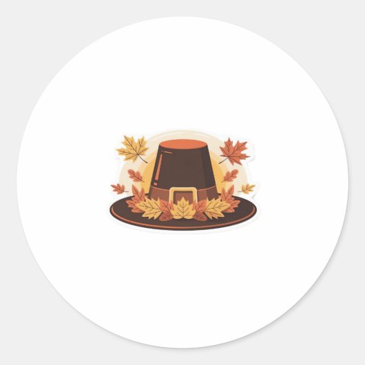 Thanksgiving Pilgrim Hat � Autumn Harvest Design C Runder Aufkleber (Vorderseite)