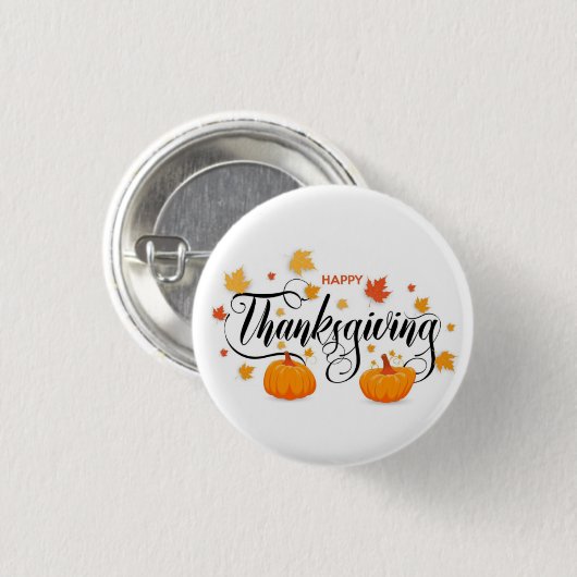 Thanksgiving Pin Button — Kürbis Pin Button (Vorne & Hinten)