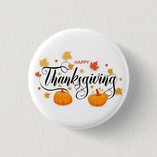 Thanksgiving Pin Button — Pumpkin Pin Button (Vorderseite)