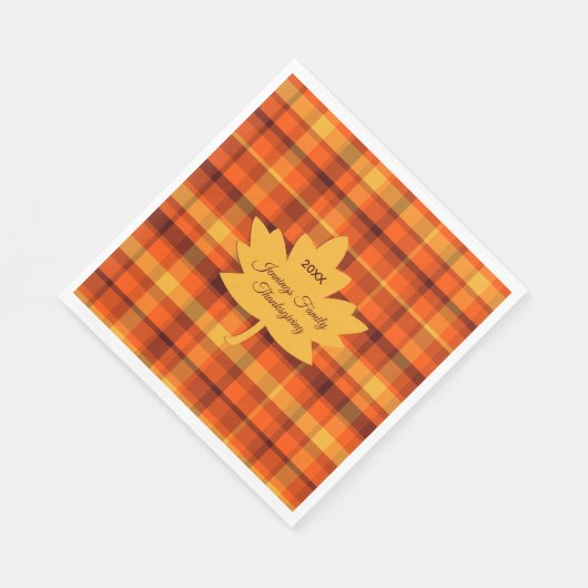 Thanksgiving Plaid Maple Serviette (Ecke)