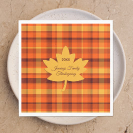 Thanksgiving Plaid Maple Serviette