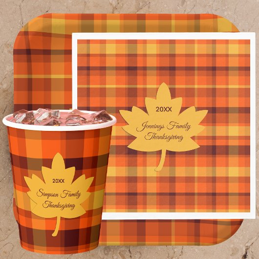 Thanksgiving Plaid with Maple Paper Products  Pappteller