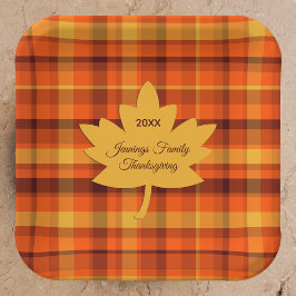 Thanksgiving Plaid with Maple Paper Products  Pappteller