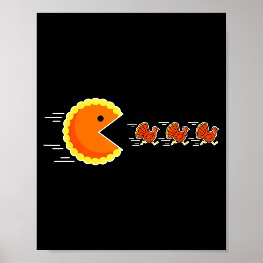 Thanksgiving Pumpkin E Chasing Turkey Gamer Men Wo Poster (Vorne)