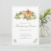 Thanksgiving Pumpkin Leaves Dinner Einladung (Stehend Vorderseite)