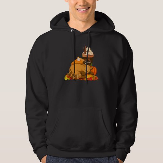 Thanksgiving Pumpkin Pie Spice Latte Sleeping Cat Hoodie (Vorderseite)