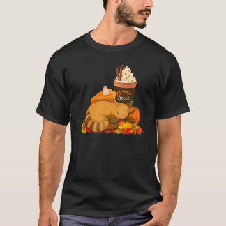 Thanksgiving Pumpkin Pie  Spice Latte Sleeping Cat T-Shirt