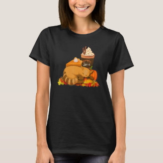 Thanksgiving Pumpkin Pie  Spice Latte Sleeping Cat T-Shirt