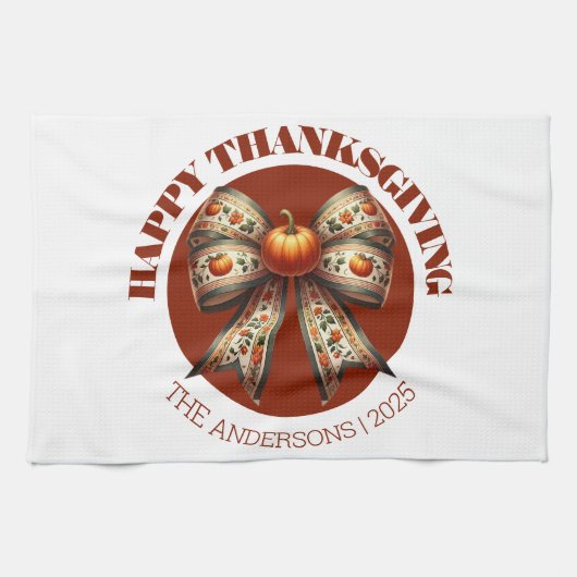 Thanksgiving pumpkins white &brown create your own geschirrtuch (Horizontal)