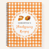 Thanksgiving Recipes Orange Gingham Notizblock (Vorderseite)
