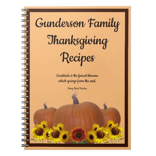 Thanksgiving Recipes Pumpkin Sunflowers Dankbarkei Notizblock (Vorderseite)