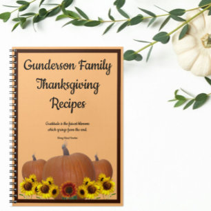 Thanksgiving Recipes Pumpkin Sunflowers Dankbarkei Notizblock
