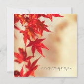 Thanksgiving Red Autumn Leaves Border Template Einladung (Rückseite)