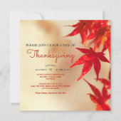 Thanksgiving Red Autumn Leaves Border Template Einladung (Vorderseite)