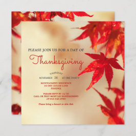 Thanksgiving Red Autumn Leaves Border Template Einladung