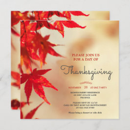 Thanksgiving Red Autumn Leaves Border Template Einladung