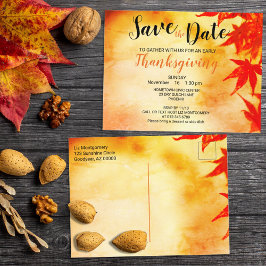 Thanksgiving Red Autumn Leaves Border Template Postkarte
