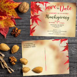 Thanksgiving Red Autumn Leaves Border Template Postkarte