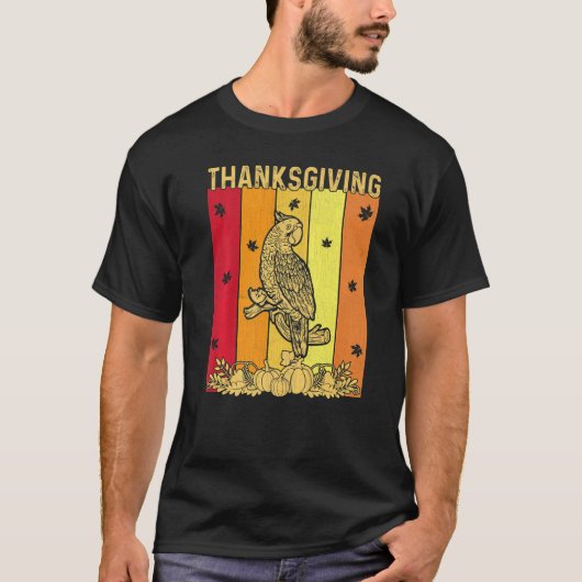 Thanksgiving Retro Parrot Matching Family Pajamas T-Shirt (Vorderseite)