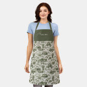 Thanksgiving Sage Green Harvest Toile Personalized Schürze (Getragen)
