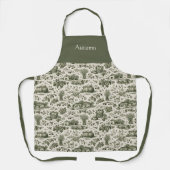Thanksgiving Sage Green Harvest Toile Personalized Schürze (Vorderseite)