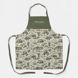 Thanksgiving Sage Green Harvest Toile Personalized Schürze
