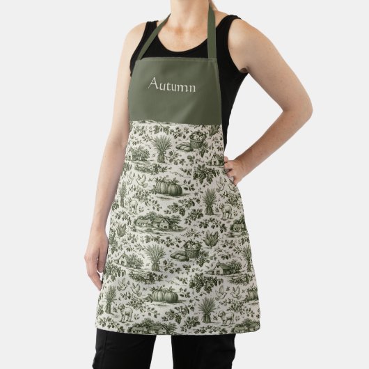 Thanksgiving Sage Green Harvest Toile Personalized Schürze (InSitu)