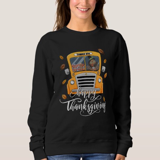 Thanksgiving School Bus Driver Autumn Turkey Back  Sweatshirt (Vorderseite)