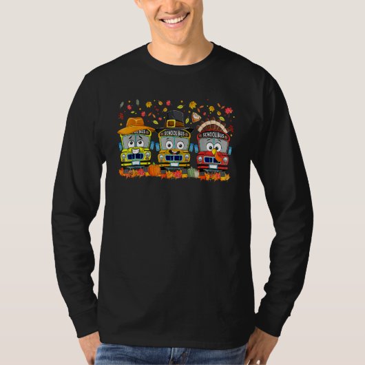 Thanksgiving School Bus Driver Autumn Turkey Back T-Shirt (Vorderseite)