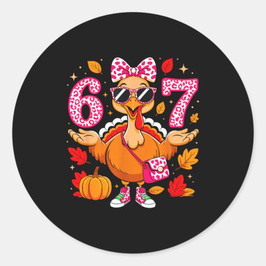 Thanksgiving Shirts For Women 6 7 Shirt Meme Leopa Runder Aufkleber (Vorderseite)