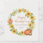 Thanksgiving Sunflowers and pumpkins Weinetikett (Einzelnes Label)