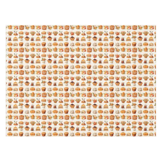 Thanksgiving Tablecloth Decor – Bread, Pie & Coffe Tischdecke (Vorderseite (Horizontal))