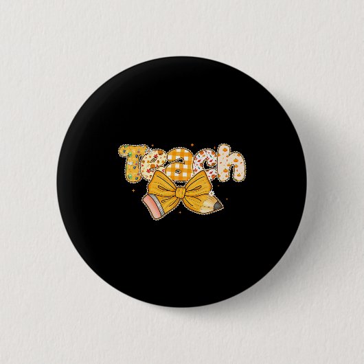 Thanksgiving Teacher Pencil Bow Fall One Thankful Button (Vorderseite)