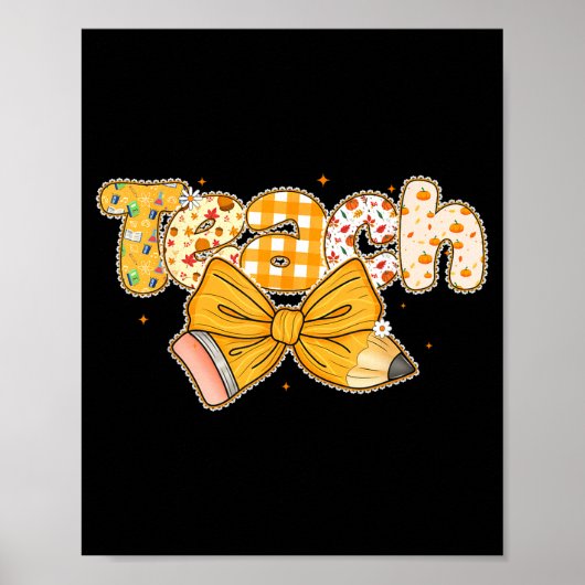 Thanksgiving Teacher Pencil Bow Fall One Thankful  Poster (Vorne)