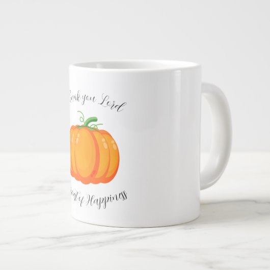 Thanksgiving,Thank you God , Harvest of Happiness  Jumbo-Tasse (Vorderseite Rechts)