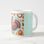 Thanksgiving,Thankful Vibes,Cute Turkey Jumbo-Tasse (Vorderseite Rechts)