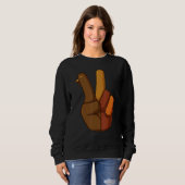Thanksgiving Truthahn Hand Friedenszeichen Jungen Sweatshirt (Vorne ganz)