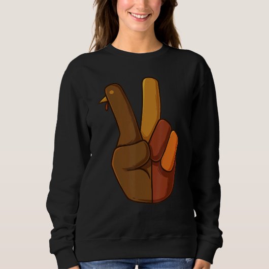 Thanksgiving Truthahn Hand Friedenszeichen Jungen Sweatshirt (Vorderseite)