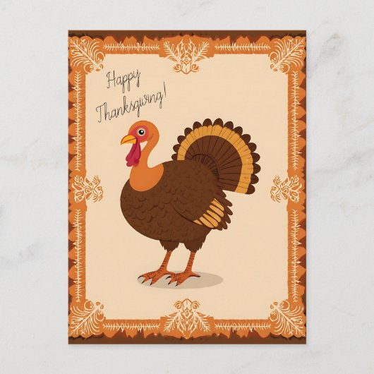 Thanksgiving Turkey Border Postkarte (Vorderseite)