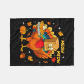 Thanksgiving Turkey Cat Meow Autumn Pumpkin Women Fleecedecke (Vorderseite (Horizontal))
