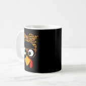Thanksgiving Turkey Face Leopard Print Gles Autumn Kaffeetasse (Vorderseite Links)