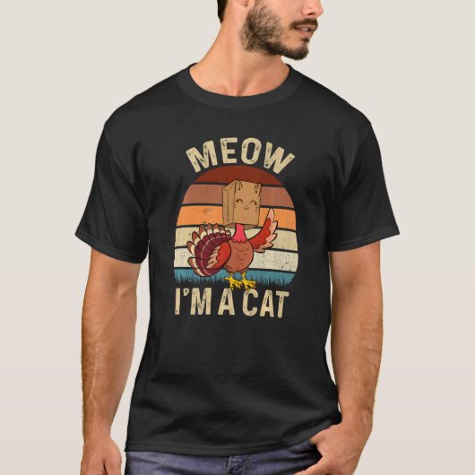 Thanksgiving  Turkey Fake Cat Retro Vinage Cats T-Shirt (Vorderseite)