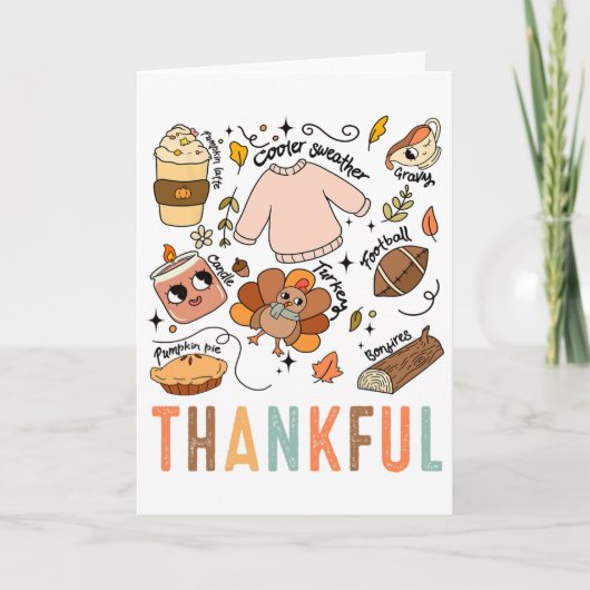 Thanksgiving Turkey Fall Thankful Graphic Familywo Karte (Vorderseite)