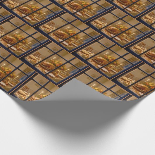 Thanksgiving Turkey Feast In Window Geschenkpapier (Ecke)