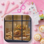 Thanksgiving Turkey Feast In Window Pappteller (Party)