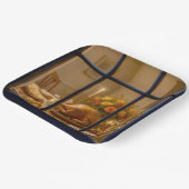 Thanksgiving Turkey Feast In Window Pappteller (Gewinkelt)