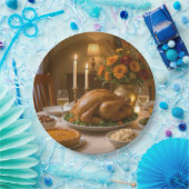 Thanksgiving Turkey Feast With Candles Pappteller (Party)