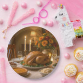 Thanksgiving Turkey Feast With Candles Pappteller (Party)