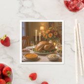 Thanksgiving Turkey Feast With Candles Serviette (Beispiel)